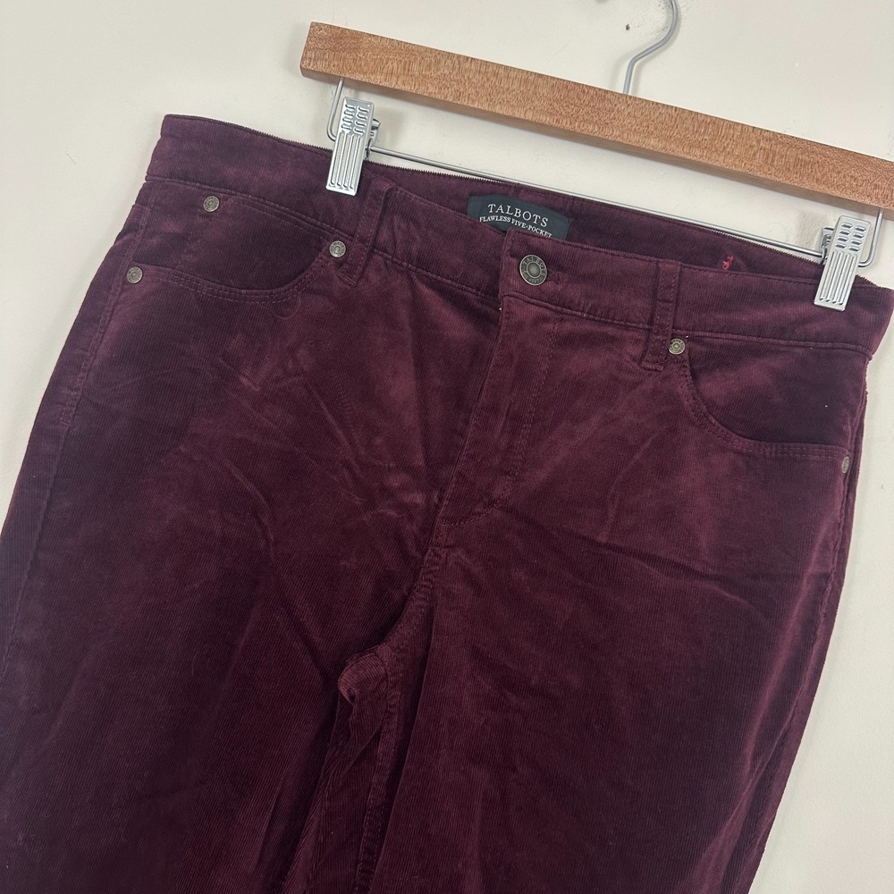 Talbots Flawless Five Pocket Corduroy Pants Burgundy Cotton Straight Leg Women 6
